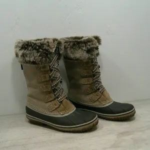 Eddie Bauer Women's Hunt Pac Deluxe Faux Fur Cuff Lace up Snow Boots Size 6.5