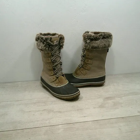 Eddie Bauer Women's Hunt Pac Deluxe Faux Fur Cuff Lace up Snow Boots Size 6.5