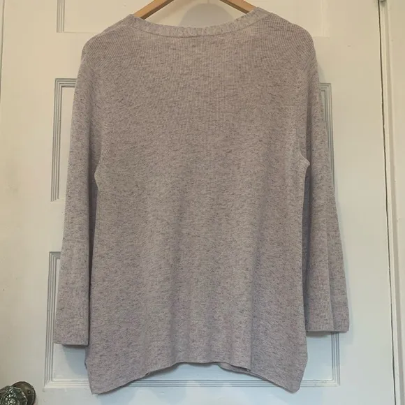 Eileen Fisher 100% Organic Cotton Light Purple Bell Sleeve Sweater Size Small