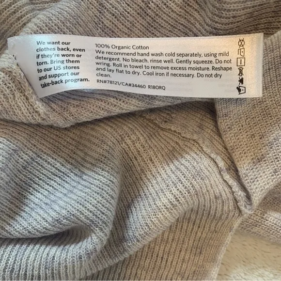 Eileen Fisher 100% Organic Cotton Light Purple Bell Sleeve Sweater Size Small