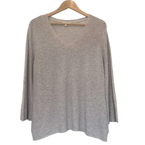 Eileen Fisher 100% Organic Cotton Light Purple Bell Sleeve Sweater Size Small