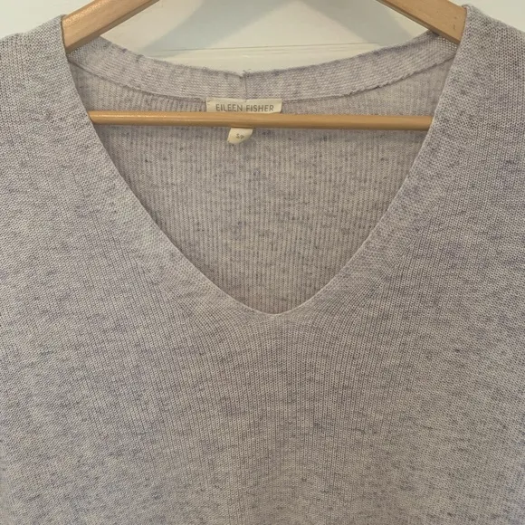Eileen Fisher 100% Organic Cotton Light Purple Bell Sleeve Sweater Size Small