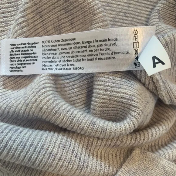 Eileen Fisher 100% Organic Cotton Light Purple Bell Sleeve Sweater Size Small