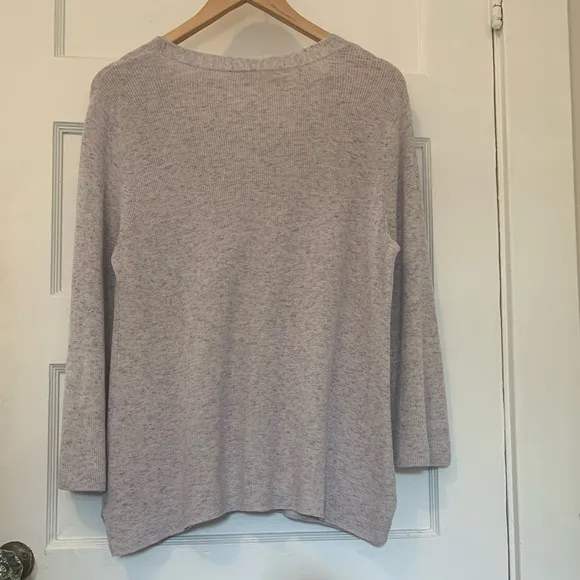 Eileen Fisher 100% Organic Cotton Light Purple Bell Sleeve Sweater Size Small