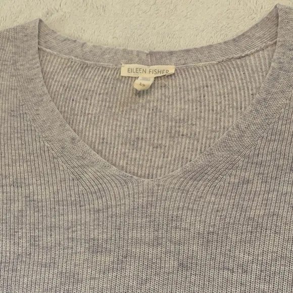 Eileen Fisher 100% Organic Cotton Light Purple Bell Sleeve Sweater Size Small