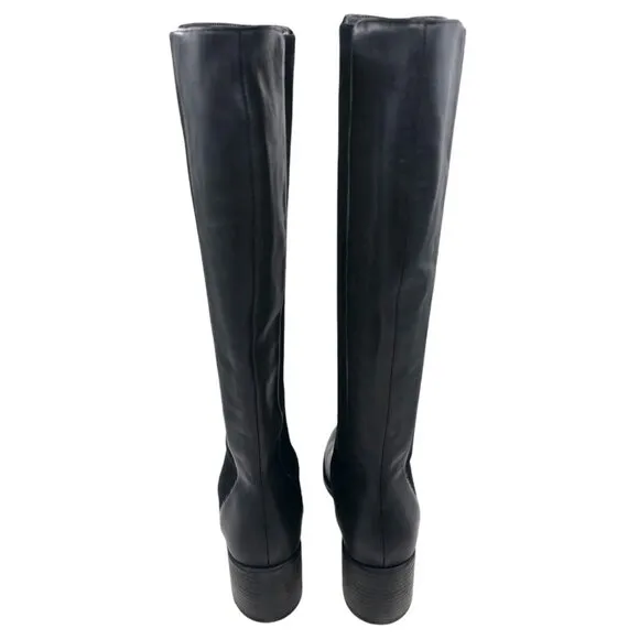 EILEEN FISHER Destry Black Leather and Recycled Stretch Knit Boot Size 9