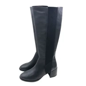 EILEEN FISHER Destry Black Leather and Recycled Stretch Knit Boot Size 9
