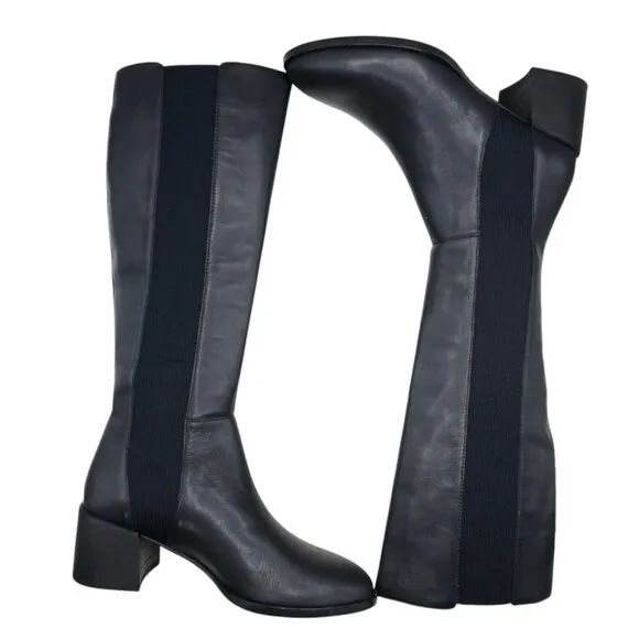 EILEEN FISHER Destry Black Leather and Recycled Stretch Knit Boot Size 9