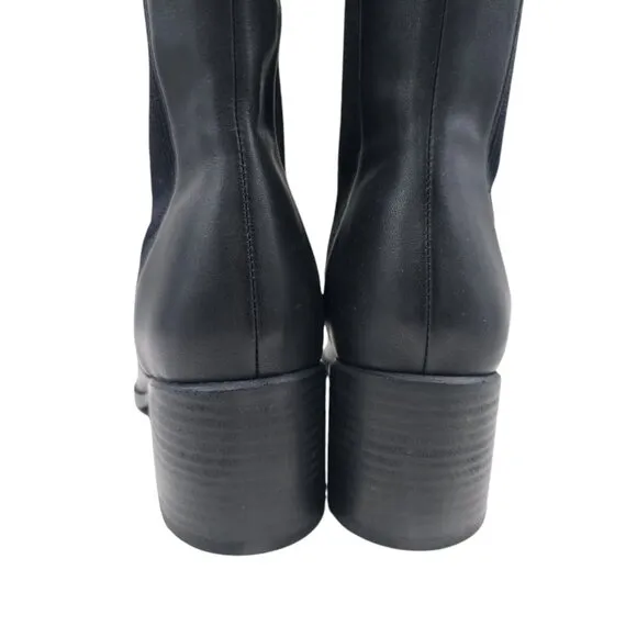 EILEEN FISHER Destry Black Leather and Recycled Stretch Knit Boot Size 9