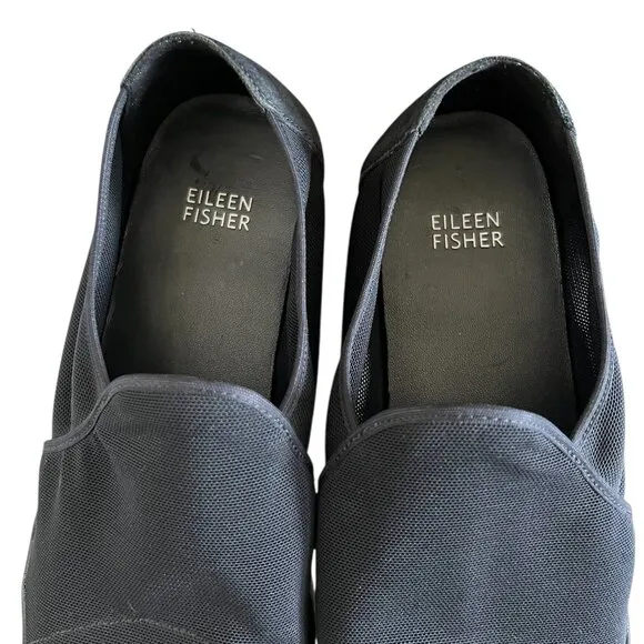 Eileen Fisher Pep Slip-On Mesh Shoes In Black Size 9
