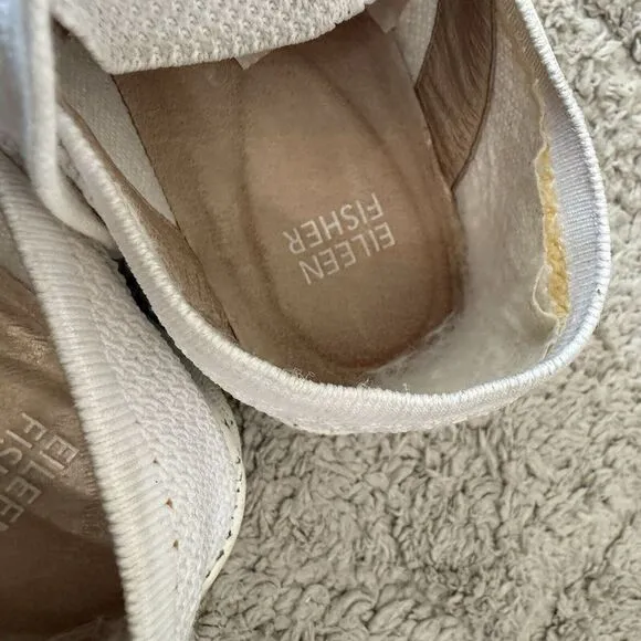 Eileen‎ Fisher Women's Size 8.5 White Stretch Clifton 4 Lace Up Sneakers Shoes