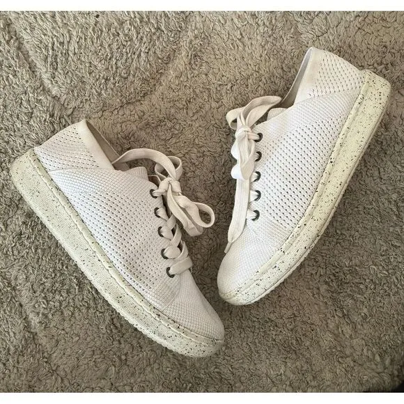Eileen‎ Fisher Women's Size 8.5 White Stretch Clifton 4 Lace Up Sneakers Shoes