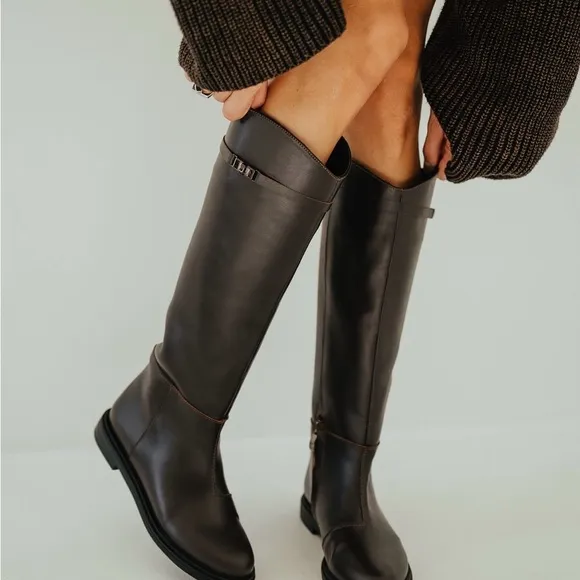 Elegant dark brown Knee-High Women's Boots