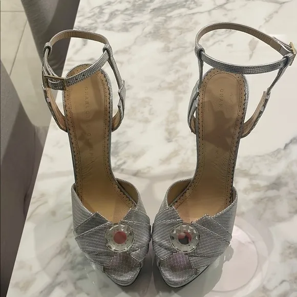 Elegant Silver High Heel Sandals