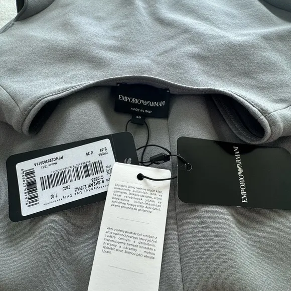 Emporio Armani NWT Cap Sleeve Gray Dress 38 IT fit flare US 2 XS Small Pleated