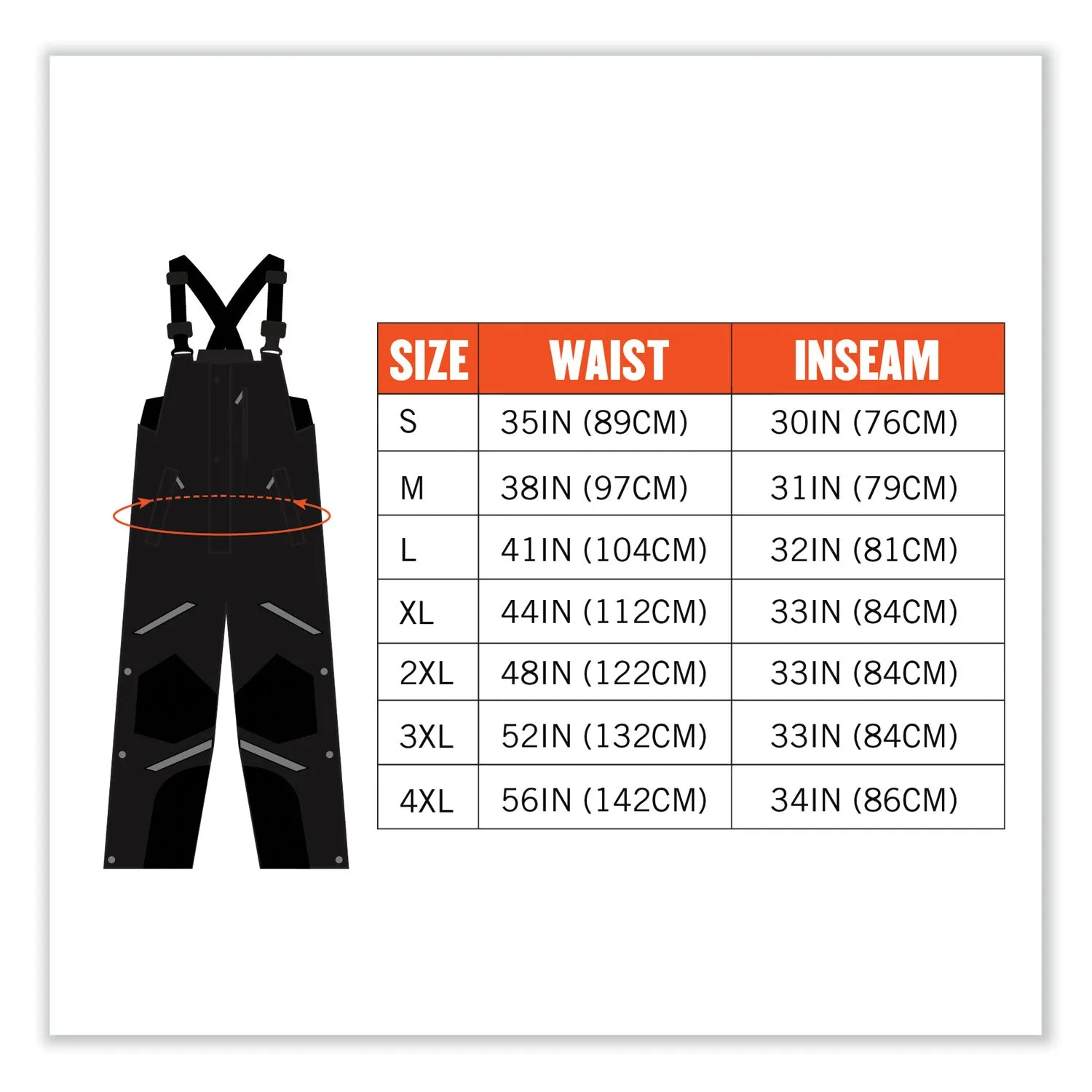 ergodyne® N-Ferno 6471 Thermal Bibs with 500D Nylon Shell, 2X-Large, Black