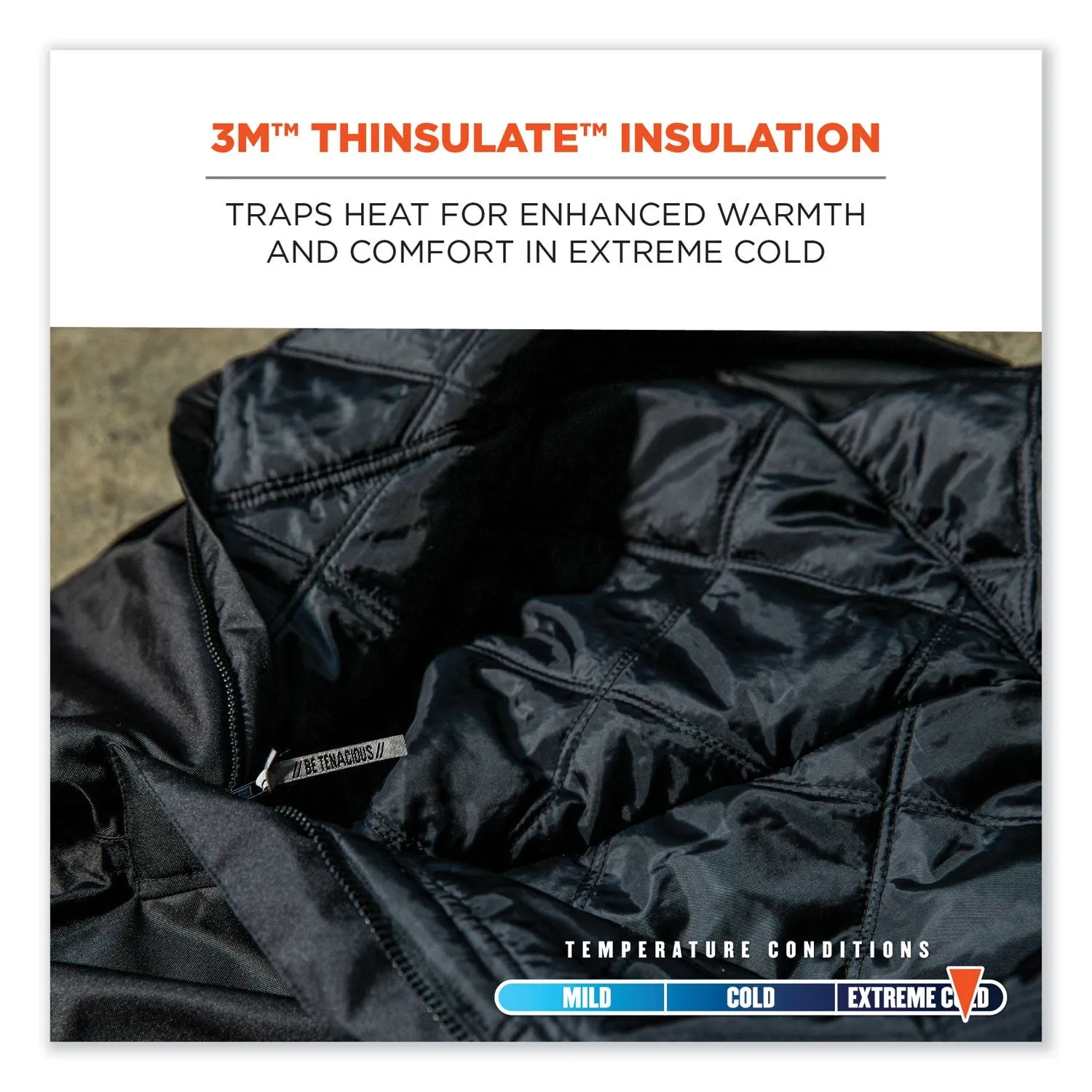 ergodyne® N-Ferno 6471 Thermal Bibs with 500D Nylon Shell, Large, Black