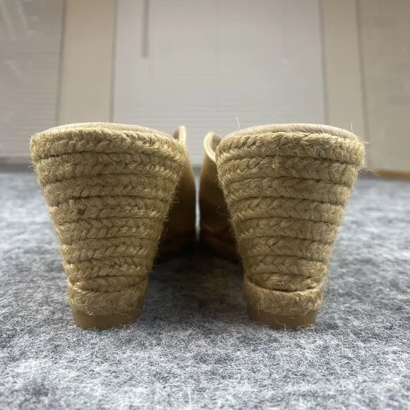 Eric Michaels Shoe Women Beige Collette Slip On Comfort Wedge Heels Mules Clogs