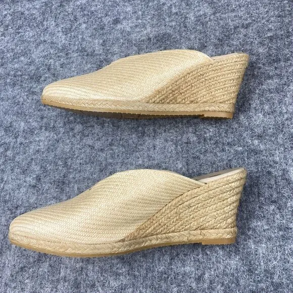 Eric Michaels Shoe Women Beige Collette Slip On Comfort Wedge Heels Mules Clogs