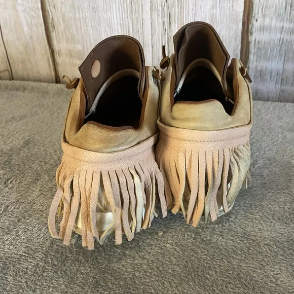 Esse ut Esse Fringe Nude Leather Sneakers Size 37 Made in Italy