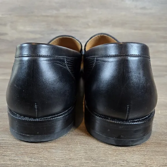 ET Wright Mens Perforated Slip On Loafer Dress Shoes Black Mens Sz 14 D