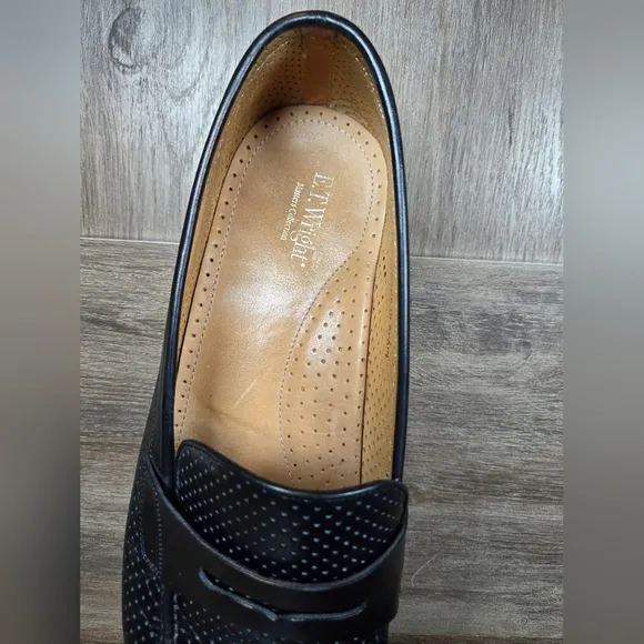 ET Wright Mens Perforated Slip On Loafer Dress Shoes Black Mens Sz 14 D