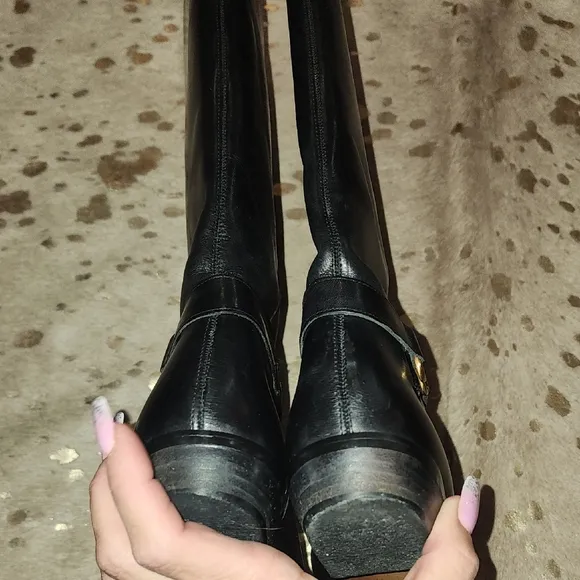 Etienne Aigner Black Over the Knee Boots Sleek Leather Design