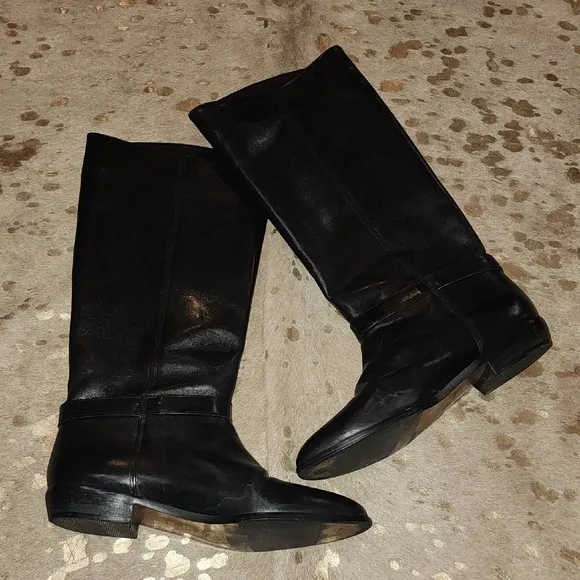 Etienne Aigner Black Over the Knee Boots Sleek Leather Design