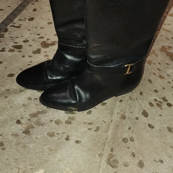 Etienne Aigner Black Over the Knee Boots Sleek Leather Design