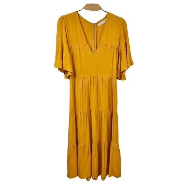 Faithful The Brand Melia Butterscotch Tiered Midi Dress Size XS/US 2