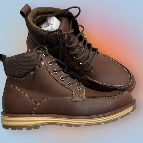 FALLS CREEK Men's 11 Brown Faux Leather Boots