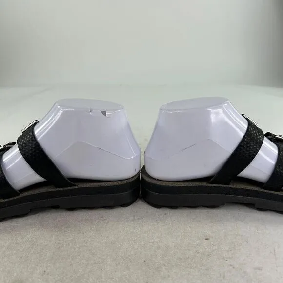 Fantasy Marlena Buckle 3 Strap Sandals US 8.5 Black Slide Comfort Walking Shoes
