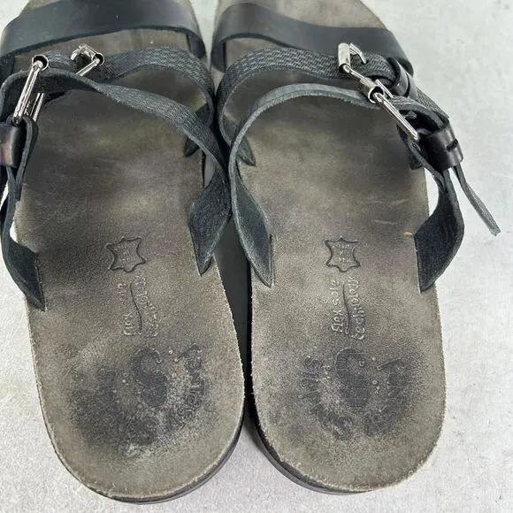 Fantasy Marlena Buckle 3 Strap Sandals US 8.5 Black Slide Comfort Walking Shoes