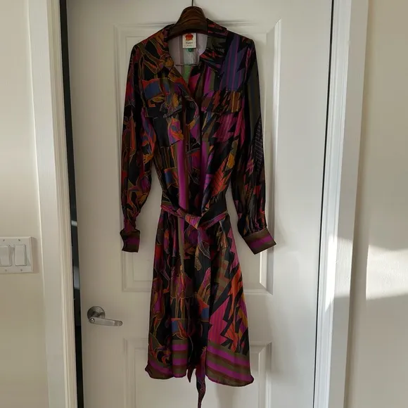 Farm Rio Black Mixed Wild Horses Shirtdress