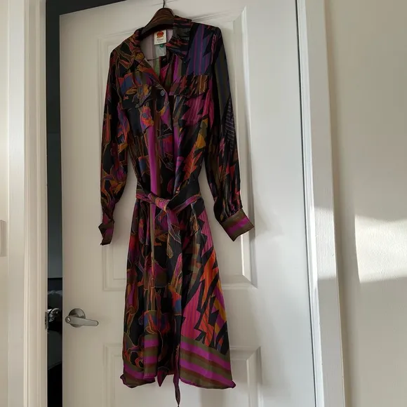 Farm Rio Black Mixed Wild Horses Shirtdress