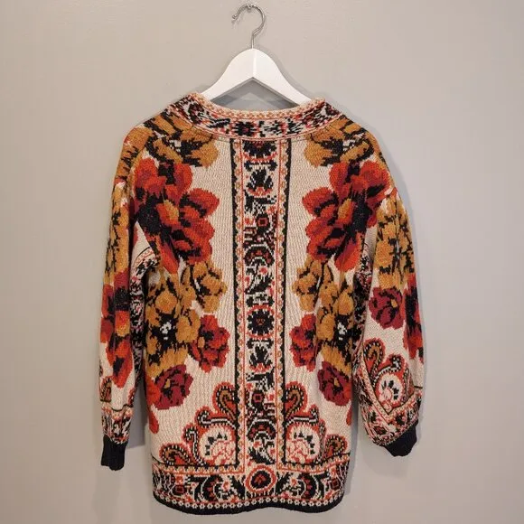 FARM Rio Winter Tapestry Knit Cardigan Eclectic Statement Piece - Size XXS