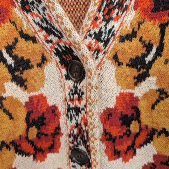 FARM Rio Winter Tapestry Knit Cardigan Eclectic Statement Piece - Size XXS
