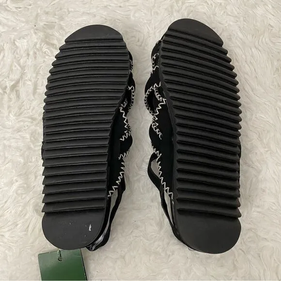 FARM RIO Black Zigzag Sandals Vegan Leather Straps size US 7.5 NEW