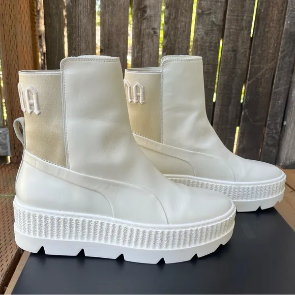 Fenty x Puma By Rihanna Chelsea Sneaker Chunky Sole Boot In Vanilla Ice Sz 10