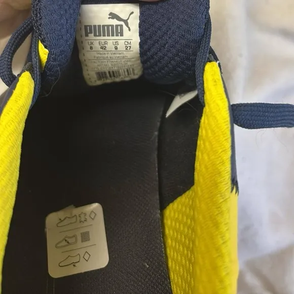 Ferrari, Puma Blue and Yellow Athletic Shoes Sporty Design, Ferrari.