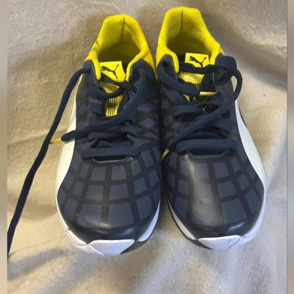 Ferrari, Puma Blue and Yellow Athletic Shoes Sporty Design, Ferrari.