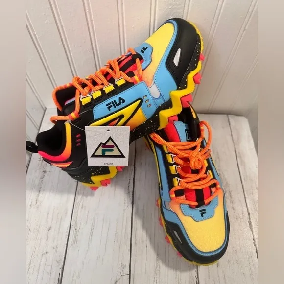 FILA Multicolor Chunky Trail Sneakers Colorful Hiking Shoes  Size US 6