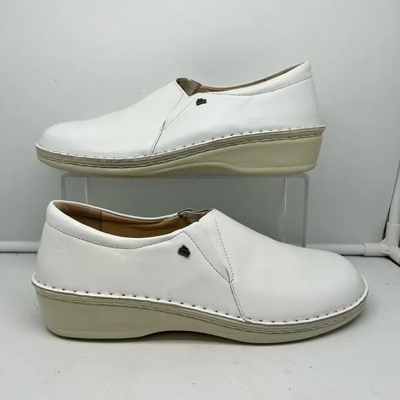 Finn Comfort Shoes Womens 40 NEWPORT Leather Slip On Clog Work Chef US 9.5 White