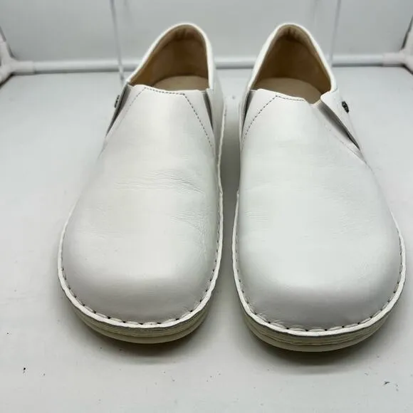 Finn Comfort Shoes Womens 40 NEWPORT Leather Slip On Clog Work Chef US 9.5 White
