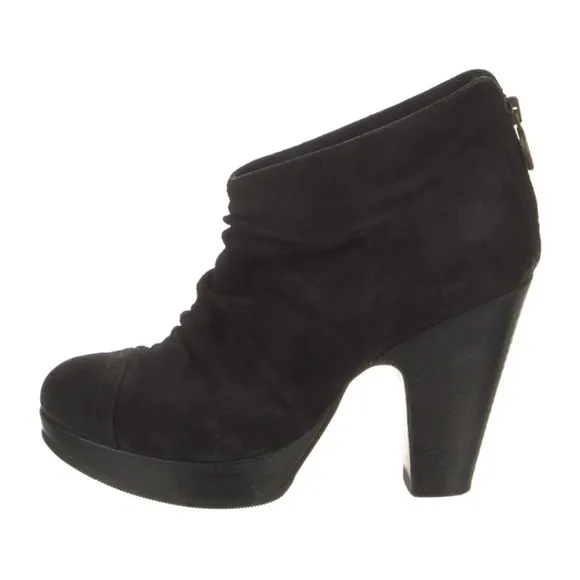 Fiorentini &amp; Baker Black Suede Booties Size 41/11 Back Zip
