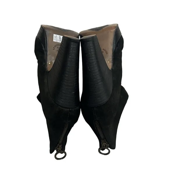 Fiorentini &amp; Baker Black Suede Booties Size 41/11 Back Zip