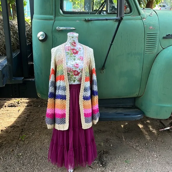 Flouncy Tiered Mesh Skirt in Maroon Berry