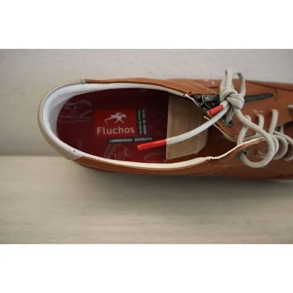 Fluchos 39025 Men's Sz 42 US 9 Cognac Brown Leather ETNA F0148 Sporty Shoes