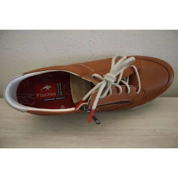 Fluchos 39025 Men's Sz 42 US 9 Cognac Brown Leather ETNA F0148 Sporty Shoes