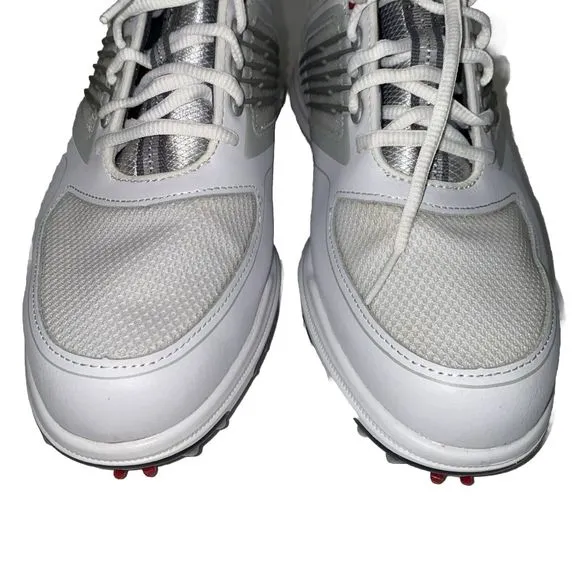 Footjoy FJ Fury Spiked 51100 White Grey Mesh Leather Golf Shoe Men 8W Wide